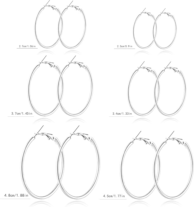 6 Pairs Gold and Silver Plated Hoop Earrings Set for Women – Trendy Silver and Gold Huggie Hoops, Big Silver and Gold Earrings, Chunky Jewelry for Multiple Piercings, Fashion Gift Pack, Stylish Silver Jewelry for Everyday Wear