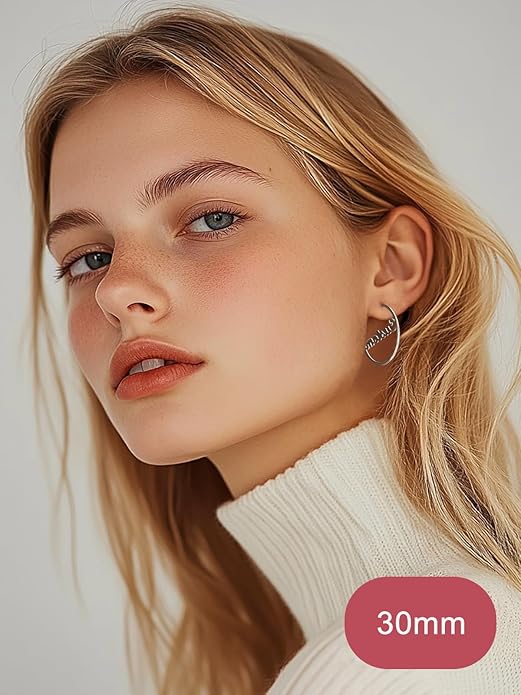 FOCALOOK 14K Gold Plated Lightweight Large Hoops| 2mm Thin Hoop Earrings for Women 30/40/50/70/100mm