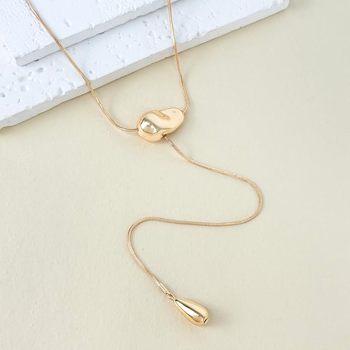 Irregular Y2k Long Y-shaped Necklace with Zircon Inlaid Sparkling Brick Tassel Pendant Double-Layer Chain High-end Fashion Accessory Women's
