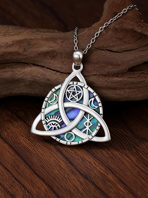 WINNICACA Christmas Gifts for Women Witches Knot Celtic Knot Necklace Sterling Silver Celtic Jewelry Protection Necklaces Irish Jewelry Birthday Gifts for Women Mom Wife Her