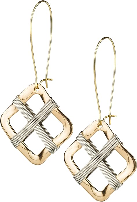 SPUNKYsoul Handmade Classy Gold and Silver Wire Wrapped Earrings for Women