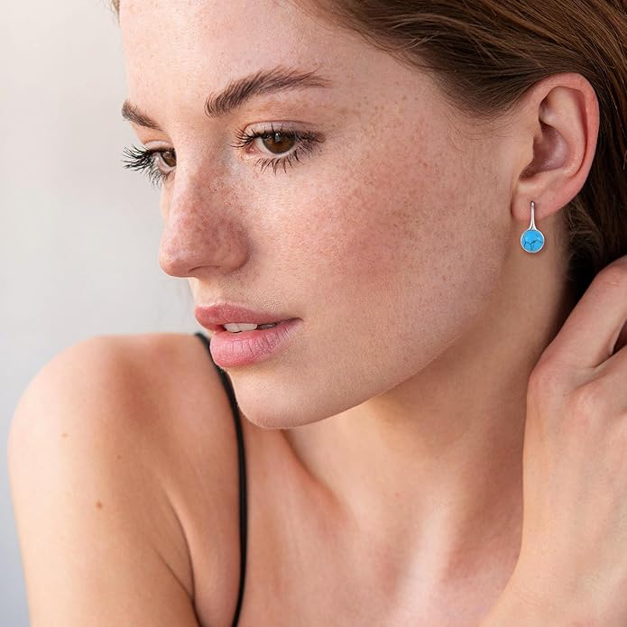 Opal Earrings 925 Sterling Silver Hook Drop Teardrop Gemstone Earrings October Birthstone Dangle Earrings Jewelry Gift for Women