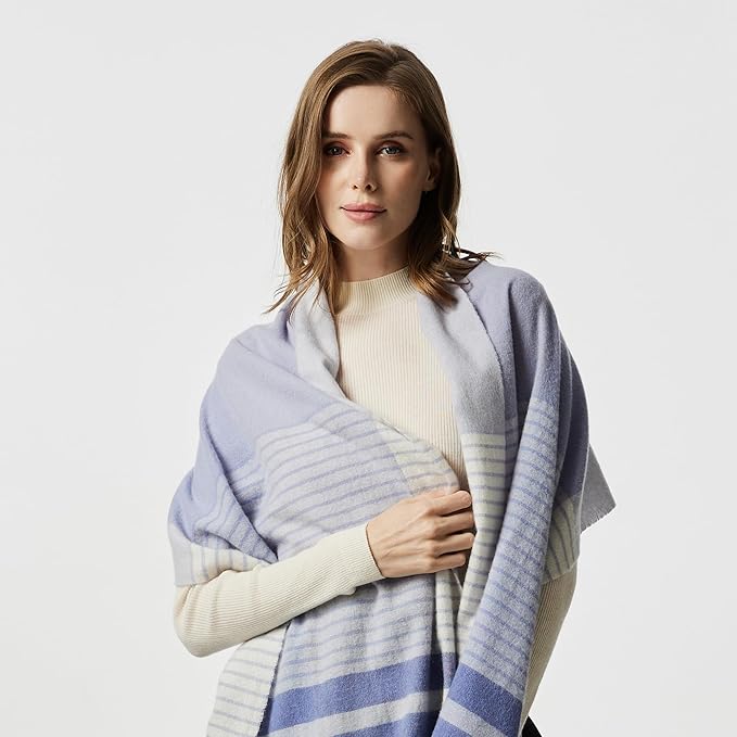 EURKEA 100% Cashmere 2025 Winter Scarf for Women Fringed Edges Warm & Soft Lightweight Solid/Plaid/Two-Tone Free Size