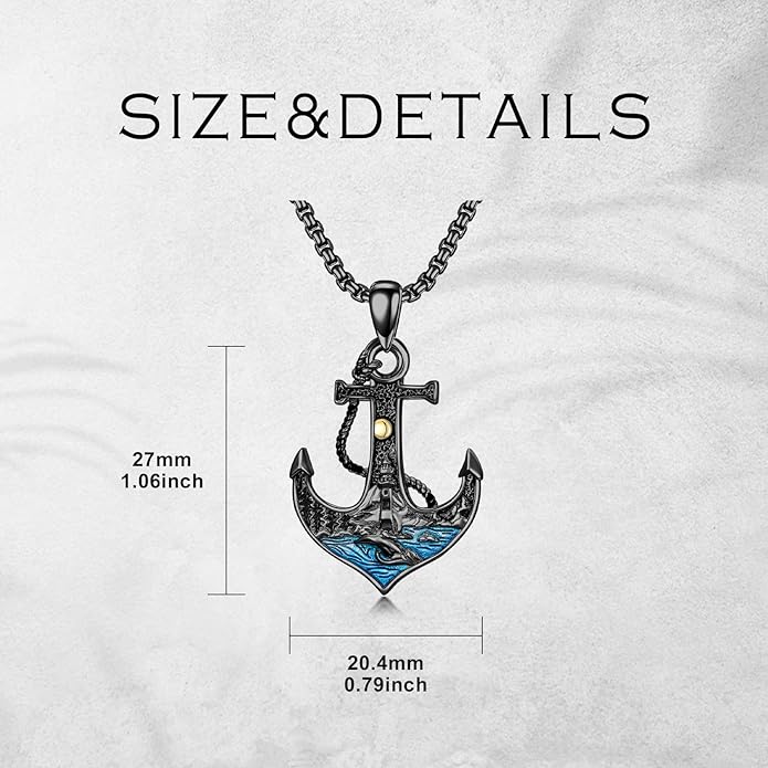 LEECCI Anchor Wave/Four Leaf Clover/Surfboard Necklace 925 Sterling Silver Anchor Pendant Jewelry Gift Graduation Gift for Men Women