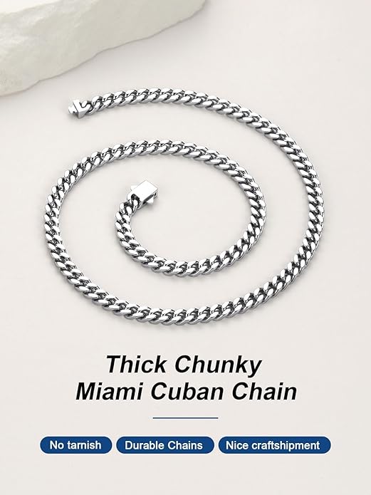 ChainsPro Chunky Cuban Link Chain Necklace for Women,Stainless Steel Silver/Gold Plated Thick Choker, 5/12/14mm Width,18" and 20" Punk Hip Hop Trendy Jewelry Gifts