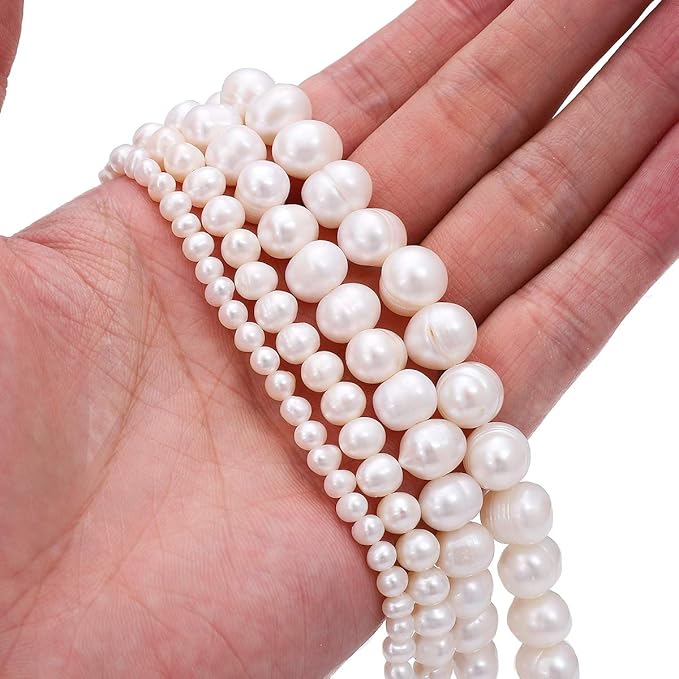 BEADIA Natural Pearl Beads Potato 4-5mm White Freshwater Cultured Loose Gemstone Beads for DIY Jewelry Making 13.8''/Strand