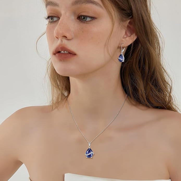 Teardrop Necklace for Women 925 Sterling Silver Birthstone Necklace Pendant Jewelry Gifts for Her