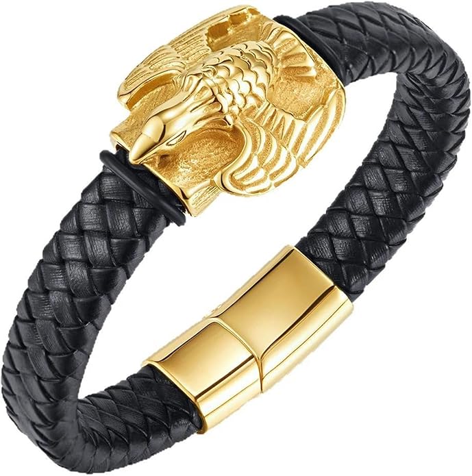 Italian Handmade Genuine Leather Bracelets for Men Stainless Steel Clip, Men's Casual Genuine Multi-layer Cuff Bracelet, Bracelet Gift for Real Men