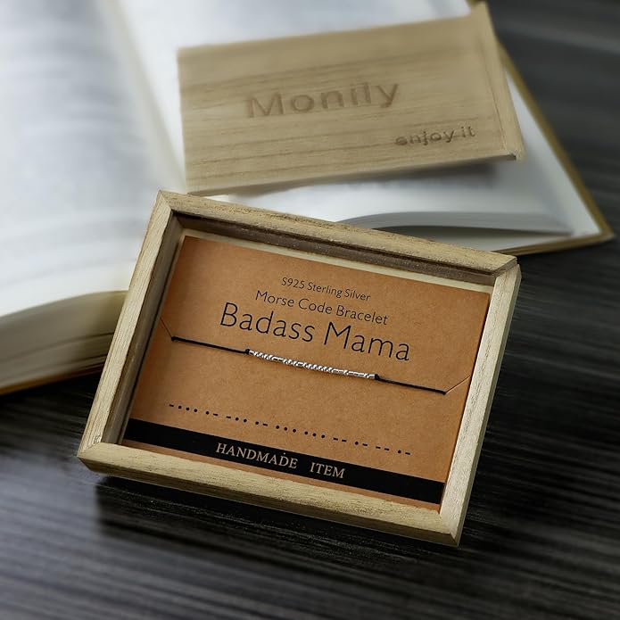 Monily Inspirational Gifts for Women Morse Code Bracelets for Women Funny Bracelet for Friend Funny Gift for Women Sterling Silver Bracelet for Women