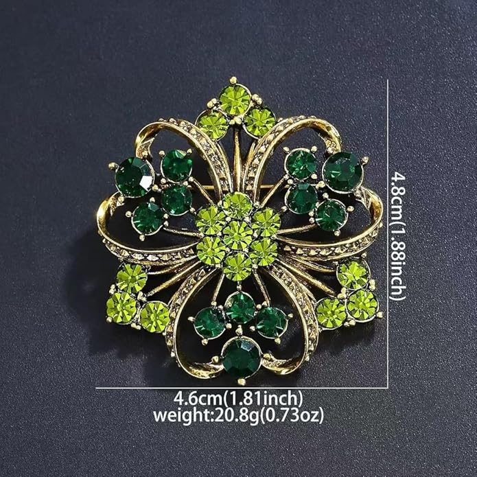 Nyx&lvy Vintage Crystal Flower Brooch Set, 3 Pieces, Purple Pink Green Rhinestones, Gold Tone Floral Pins for Wedding and Evening Wear Christmas gift