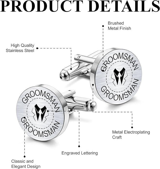 LADY & HOME Cufflinks for Men, Stainless Steel Tuxedo Shirt Cuff links with Gift Box, Gifts for Groom Groomsman Husband Father