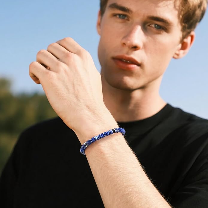 VIBILIA Healing Crystal Bracelets Beaded Bracelets for Men Women Natural Stone Adjustable Bracelets Unique Gifts for Father Son Grandfather Brother Friend