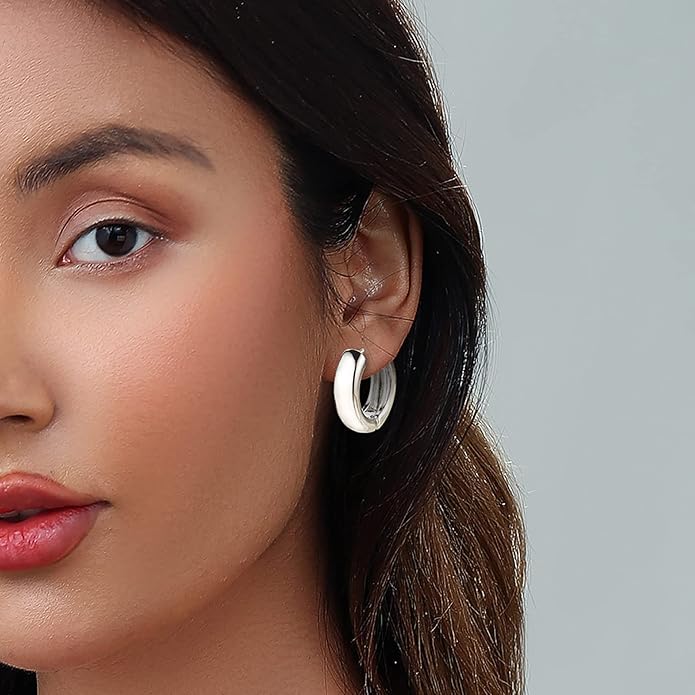 14K Gold Plated Hoop Earrings for Women, Hypoallergenic Chunky Gold Plating Hoop Earrings Multipack, Lightweight Twisted Huggie Hoops Earring Set Jewelry for Gifts