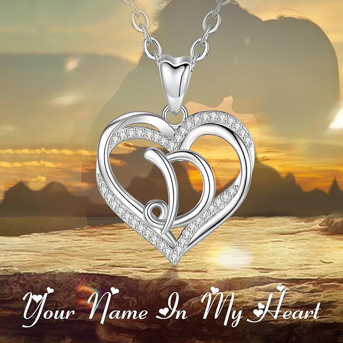 INFUSEU Unique Initial Necklaces for Women Girls Small Heart Letter Jewelry, Meaningful Personalized Gifts