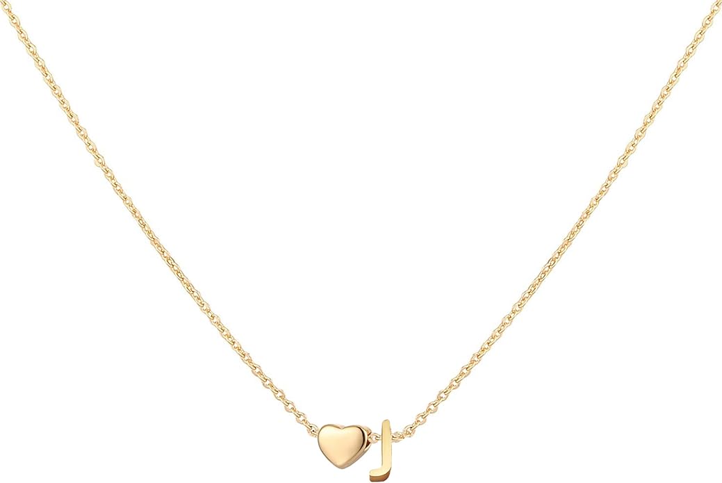 Initial Heart Necklace 18K Gold Plated Stainless Steel Tiny Heart Letter Necklace Personalized Monogram Name Necklace for Women