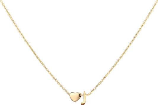 Initial Heart Necklace 18K Gold Plated Stainless Steel Tiny Heart Letter Necklace Personalized Monogram Name Necklace for Women