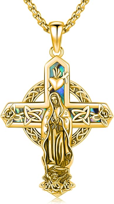 Midir&Etain Cross Necklace 925 Sterling Silver Celtic Christian Pendant Religious Protection Jewelry for Women Men