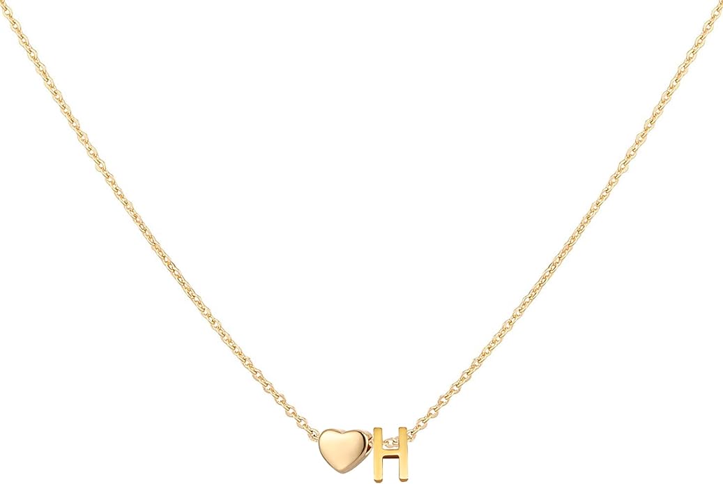 Initial Heart Necklace 18K Gold Plated Stainless Steel Tiny Heart Letter Necklace Personalized Monogram Name Necklace for Women