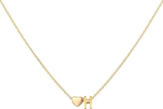 Initial Heart Necklace 18K Gold Plated Stainless Steel Tiny Heart Letter Necklace Personalized Monogram Name Necklace for Women
