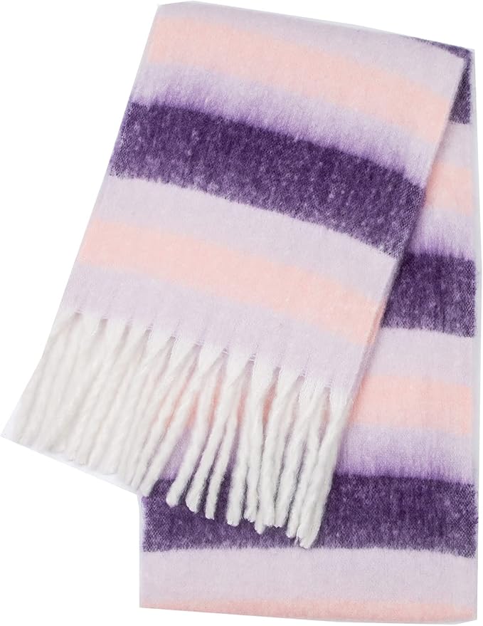 SHOHOKU Large Chunky Plaid Scarf Coloured Checked Oversized Scarf Tassel Soft Fall Winter Thick Warm Shawl Women