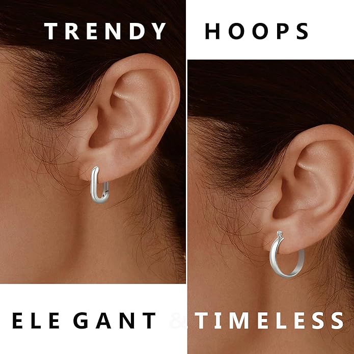 6 Pairs 14K Gold Plated Hoop Earrings for Women Trendy Chunky Lightweight Hoop Earrings Multipack Hypoallergenic, Thick Twisted Huggie Hoops Earring Set Jewelry for Gifts