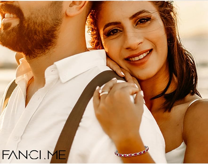 FANCIME Birthstone Bracelets Sterling Silver Tennis Bracelets Charm Fine Jewelry Birthday Gifts for Women 7"