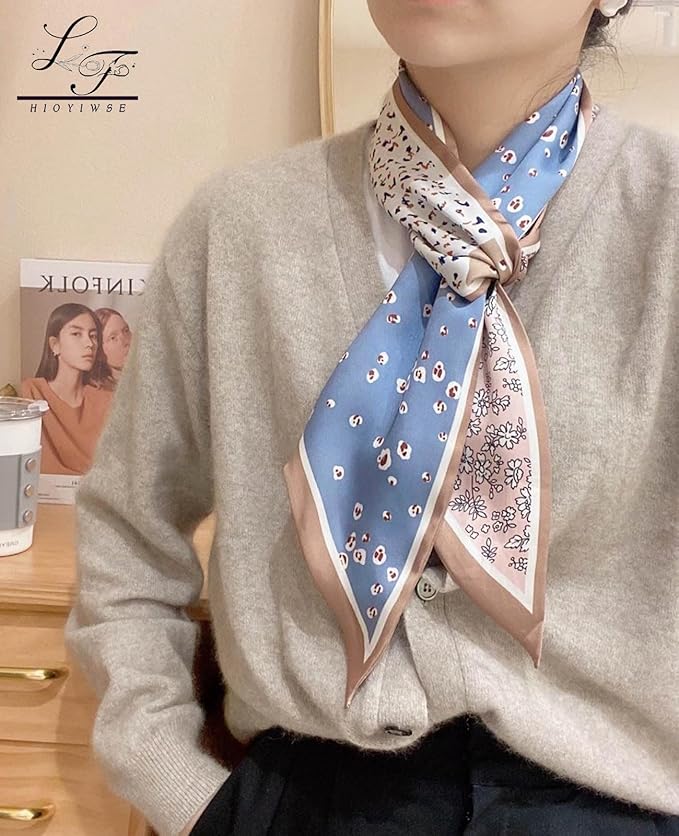 Hioyiwse Head Scarf Hair Neck Scarves For Women Purse Bag Scarfs For Handbags Silky Long Thin Satin Headscarf Fashion