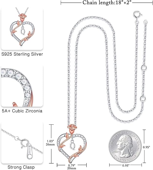 Iefil Christmas Gifts for Women Wife - 925 Sterling Silver Heart Initial Necklace, Anniversary Birthday Gifts for Women, Jewelry Gift for Wife Girlfriend Mom