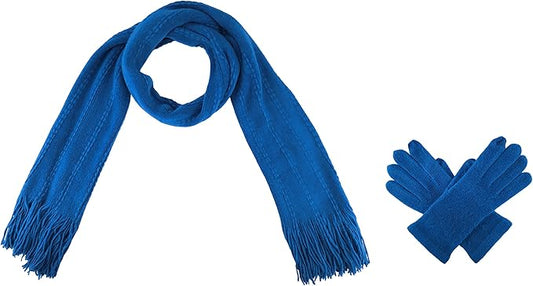 BRUCERIVER Women's Ultra Soft Knit Scarf & Glove Set Touchscreen Function Cable Design
