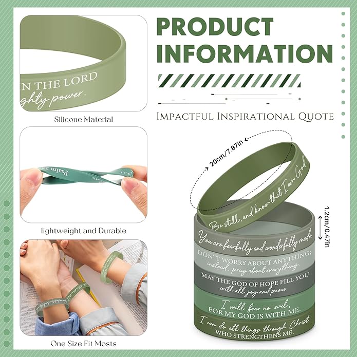 Ecation Bible Verses Bracelets Bulk Scripture Silicone Wristbands Inspirational Motivational Quote Rubber Wristbands Christian Bracelets for Easter Carnival Party Favors