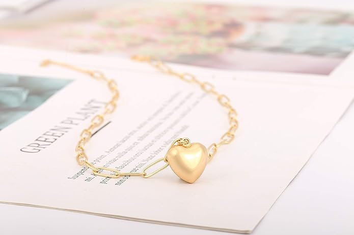 CANEVINKA Dainty Cross Medallion/Heart Pendant Chain Necklace 18K Gold Plated Oval Choker Fashion OT Toggle Jewelry Handmade for Women Simple Gold Charm Necklace