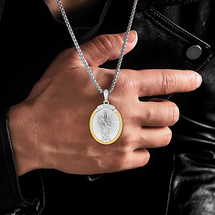 Taioiat Saint Necklace 925 Sterling Silver St Necklace Amulet Pendant Jewelry Religious Gift for Men Women