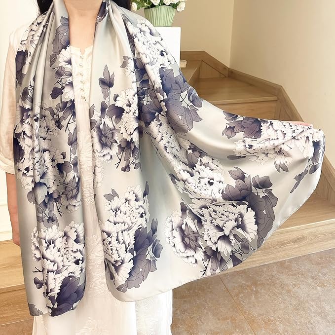Long Silk Like Scarf Lightweight Satin Scarves Large Sunscreen Shawl Wrap for Women
