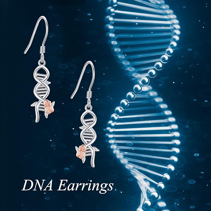 DNA Music/DNA/Piano/Moth/Sunflower/Trumpet Earring 925 Sterling Silver Astronaut/Raccoon/Moth/Sunflower Jewelry for Women