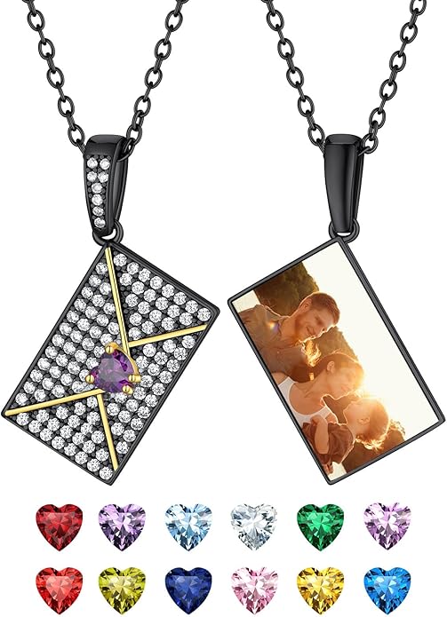 Supcare Locket Necklace That Holds Pictures-Engraved Photo Pendant Custom Jewellery Gifts for Men Women (with Jewellery Gift Box)