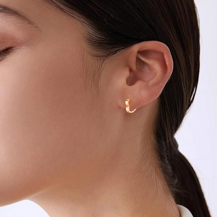 Gacimy Gold Huggie Hoop Earrings for Women 14k Gold Plated, Small Hoop Earrings for Women, 1/2 Inch Yellow Color Earrings for Women