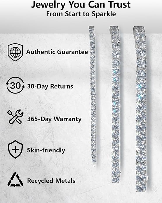 KRKCLIFE Tennis Bracelets for Women Men, 14K Gold Plated Hypoallergenic Classic Round AAAAA Cubic Zirconia, 3/4/5mm Width, Elegant Jewelry Anniversary Birthday Gifts for Her Him Wife Mom 6.5-8 Inch