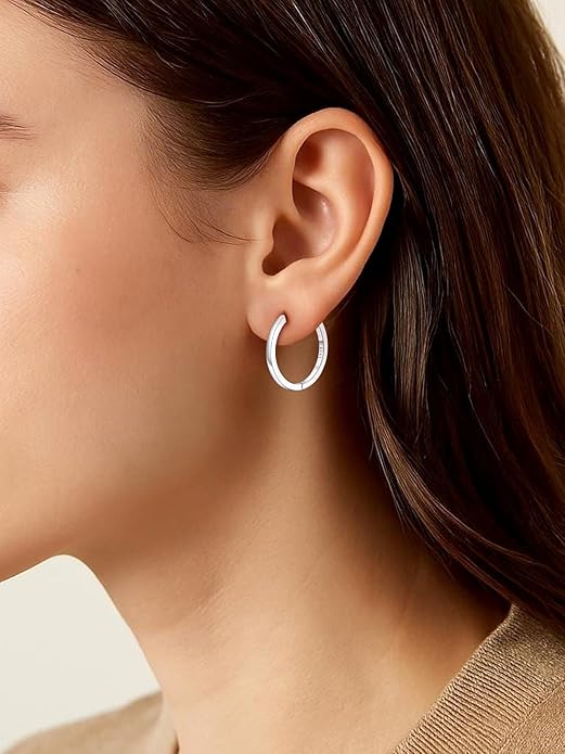 Silvora 925 Sterling Silver Small Hoop Earrings for Women Huggie Earrings Hypoallergenic Cartilage Earrings Tiny Hoops 6mm/8mm/10mm/12mm/14mm/16mm/18mm/20mm
