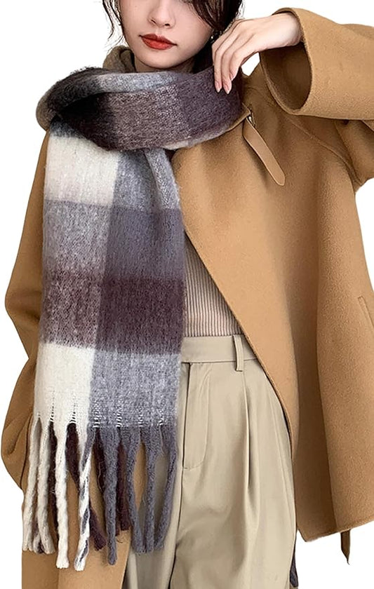 Wander Agio Winter Women Warm Scarf Long Shawl Large Scarves Cold Weather Thick Blanket Scarfs Colorful Plaid