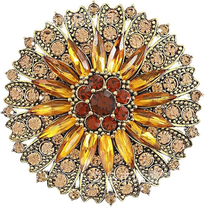 Rhinestone Crystal Flower Brooch Pin Sparkling Large Crystal Sunflower Brooch Vintage Floral Lapel Pins Rhinestone Flower Bouquet Broochs Rose Snowflake Broochs Wedding Bridal Dress Jewelry for Women