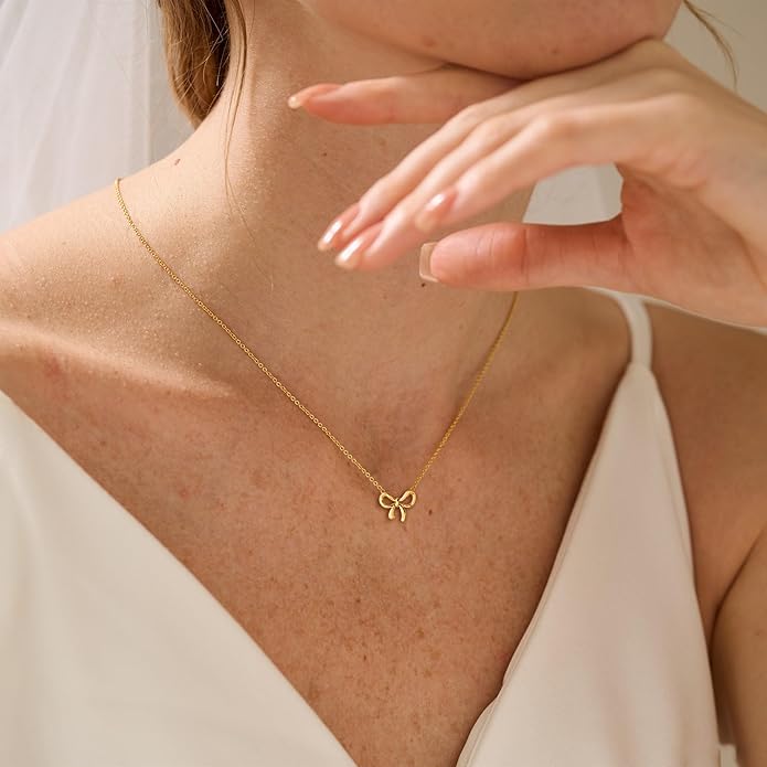 Gold Necklace for Women-14K Gold Plated Bow,Dragon,Shell, Palm Tree, Seahorse, Conch Shell,Sardines, Cowboy Boot,Bat,Bunny Pendant Beachy Jewelry for Women Gifts