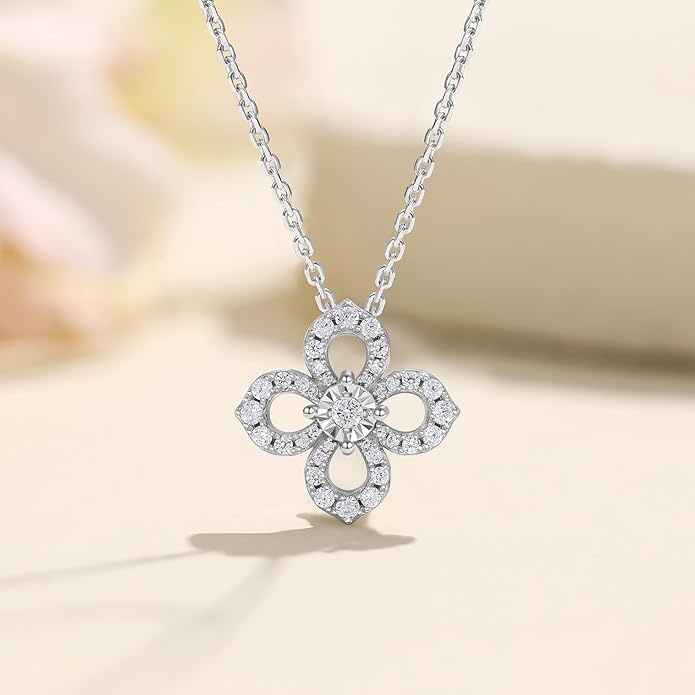 Sterling Silver Lab Grown Diamond Halo Pendant Necklace, Chain Included,ideal gift for anniversaries, birthdays, or any milestone celebration