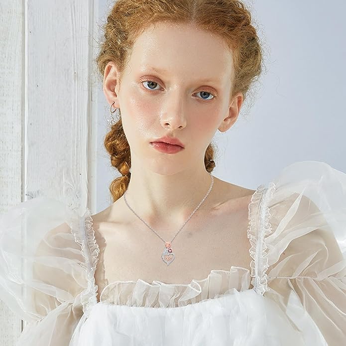 Mother's Day Necklace Gifts 925 Sterling Silver Mom/Wife/Grandma/Nana/Family I Love You Mom Necklace for Women Jewelry Birthday Gifts for Couple