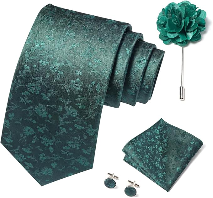 joy alice Ties Set Men Mixed Color Necktie Handkerchief Cufflinks Brooch 3.15 Formal