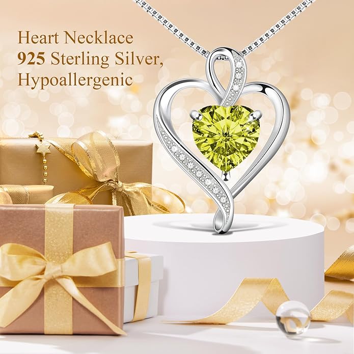 925 Sterling Silver Necklace - Exquisite Silver Jewelry for Women - Heart Pendant Silver Necklace - Birthday, Anniversary, Valentine's Day Gift for Women, Wife, Mom, Girlfriend, Lady