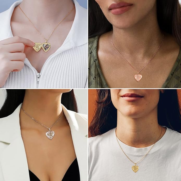 Supcare Locket Necklace That Holds Pictures-Engraved Photo Pendant Custom Jewellery Gifts for Men Women (with Jewellery Gift Box)