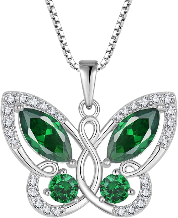 STARCHENIE Butterfly Pendant Necklace for Women 925 Sterling Silver Birthstone Butterfly Jewelry Gifts
