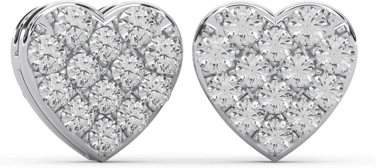 WHY SO SILVER INC 0.24 Ctw Round Cut Natural Diamond Micro Pave Set Heart Studs Earring | Crafted In 925 Sterling Silver | Color: I-J, Clarity: I2-I3 | Fine Jewelry Gift Box Included