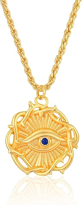 BENEIGE Gold Necklace for Women 14K Gold Plated Evil Eye Necklace Trendy Gold Pendant Necklace Jewelry For Women