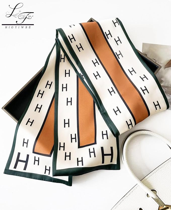 Hioyiwse Head Scarf Hair Neck Scarves For Women Purse Bag Scarfs For Handbags Silky Long Thin Satin Headscarf Fashion